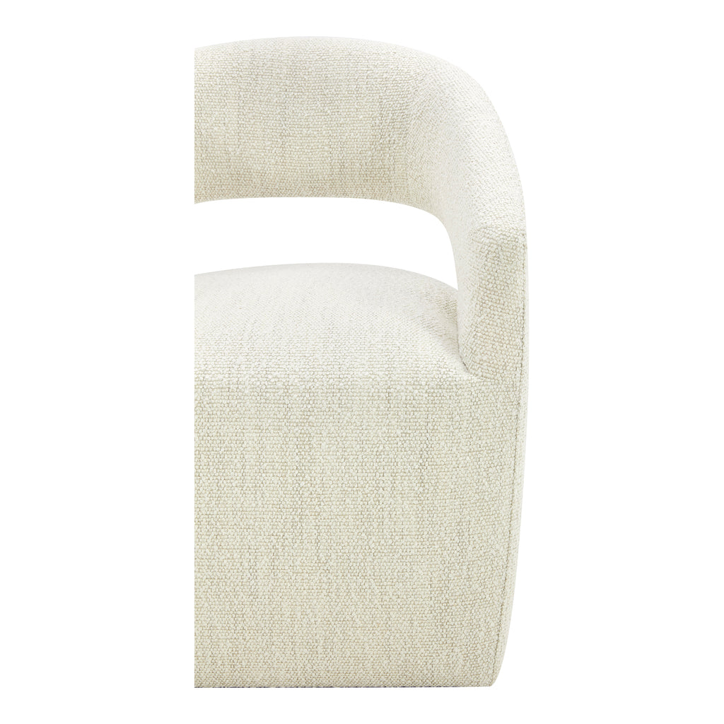 BARROW ROLLING DINING CHAIR PERFORMANCE FABRIC WHITE MIST