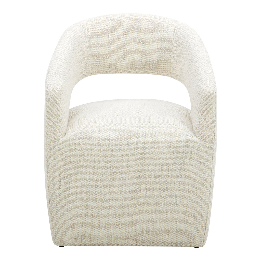 BARROW ROLLING DINING CHAIR PERFORMANCE FABRIC WHITE MIST