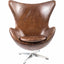 ST ANNE SWIVEL CLUB CHAIR DARK BROWN LEATHER