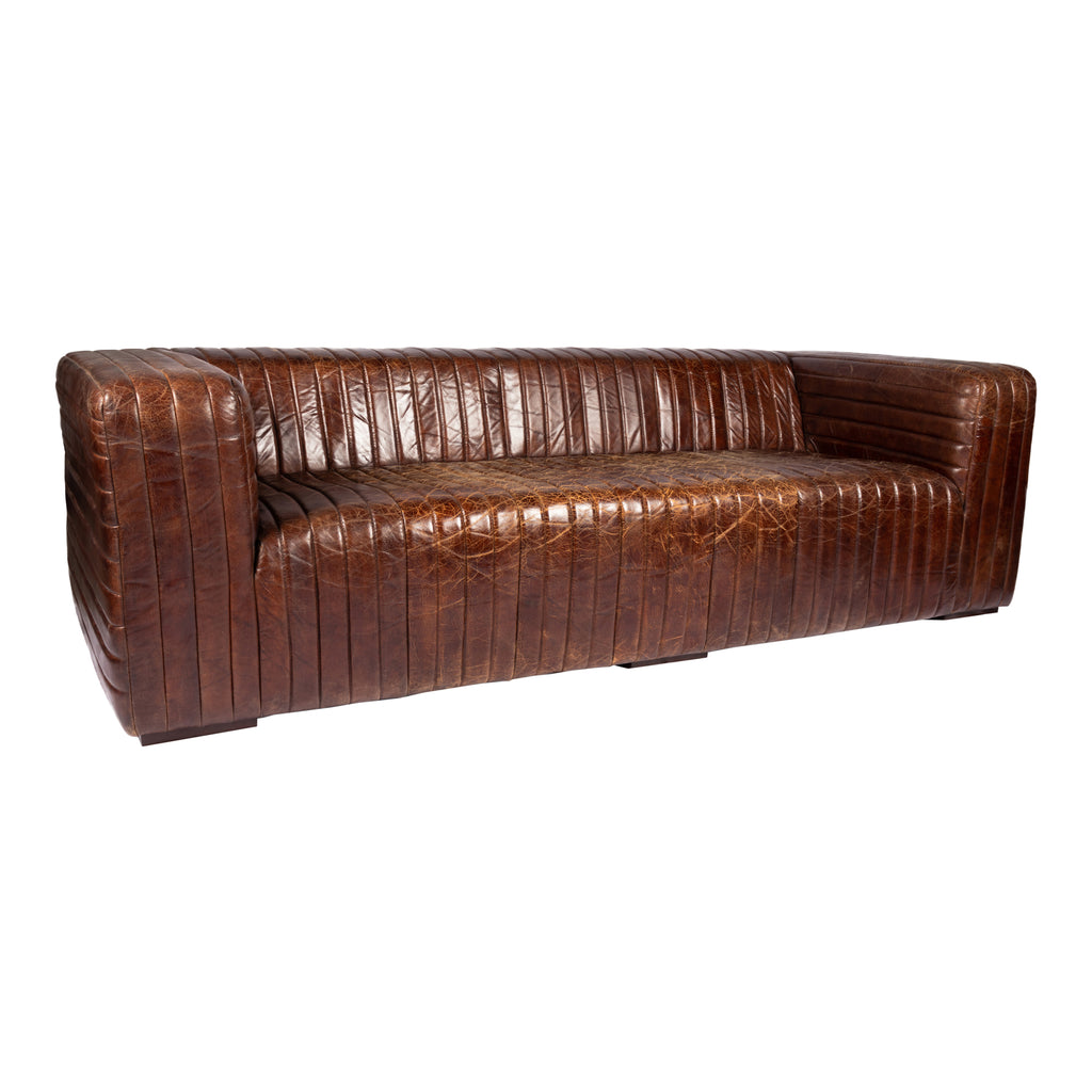 CASTLE SOFA DARK BROWN LEATHER