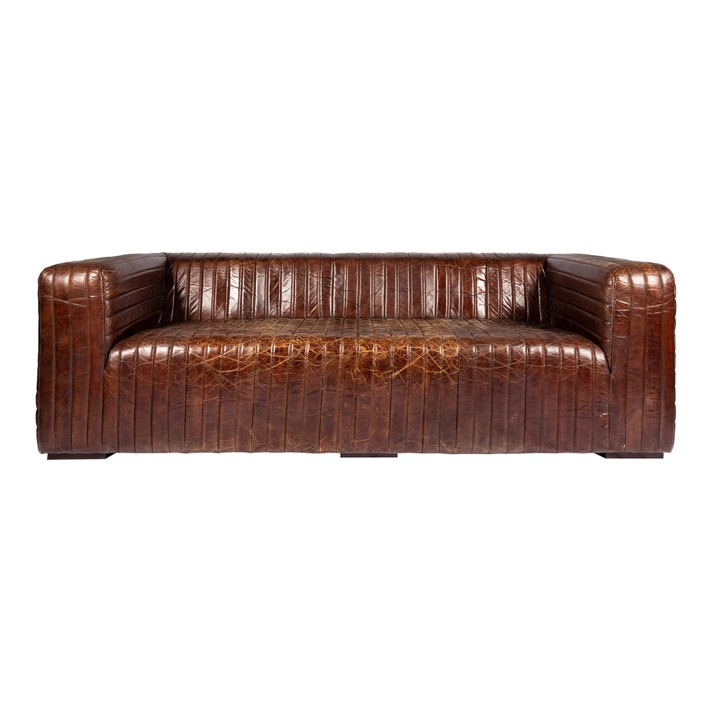 CASTLE SOFA DARK BROWN LEATHER