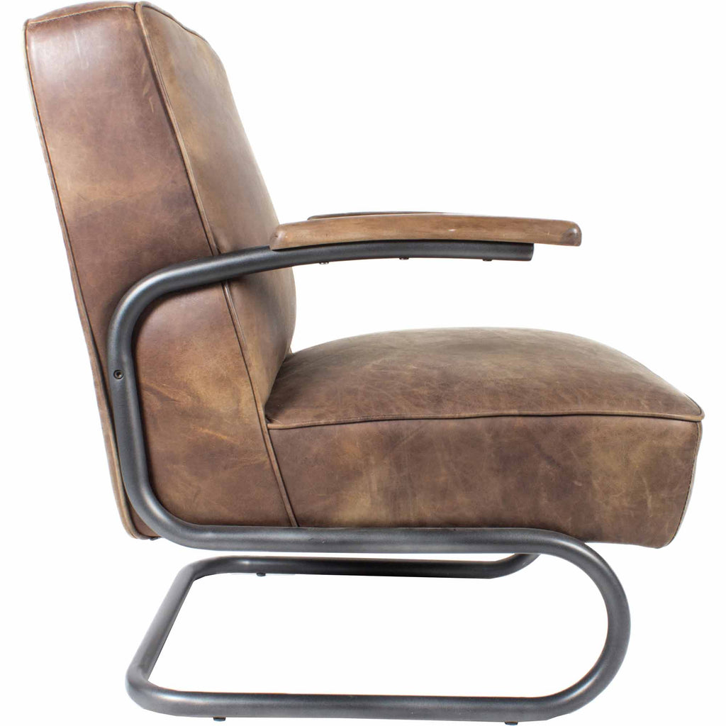 PERTH CLUB CHAIR GRAZED BROWN LEATHER