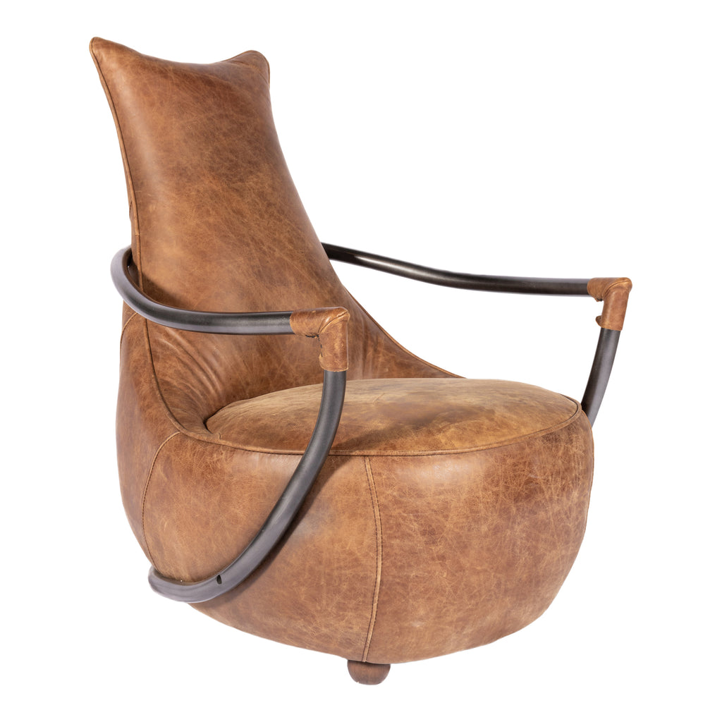 CARLISLE CLUB CHAIR GRAZED BROWN LEATHER