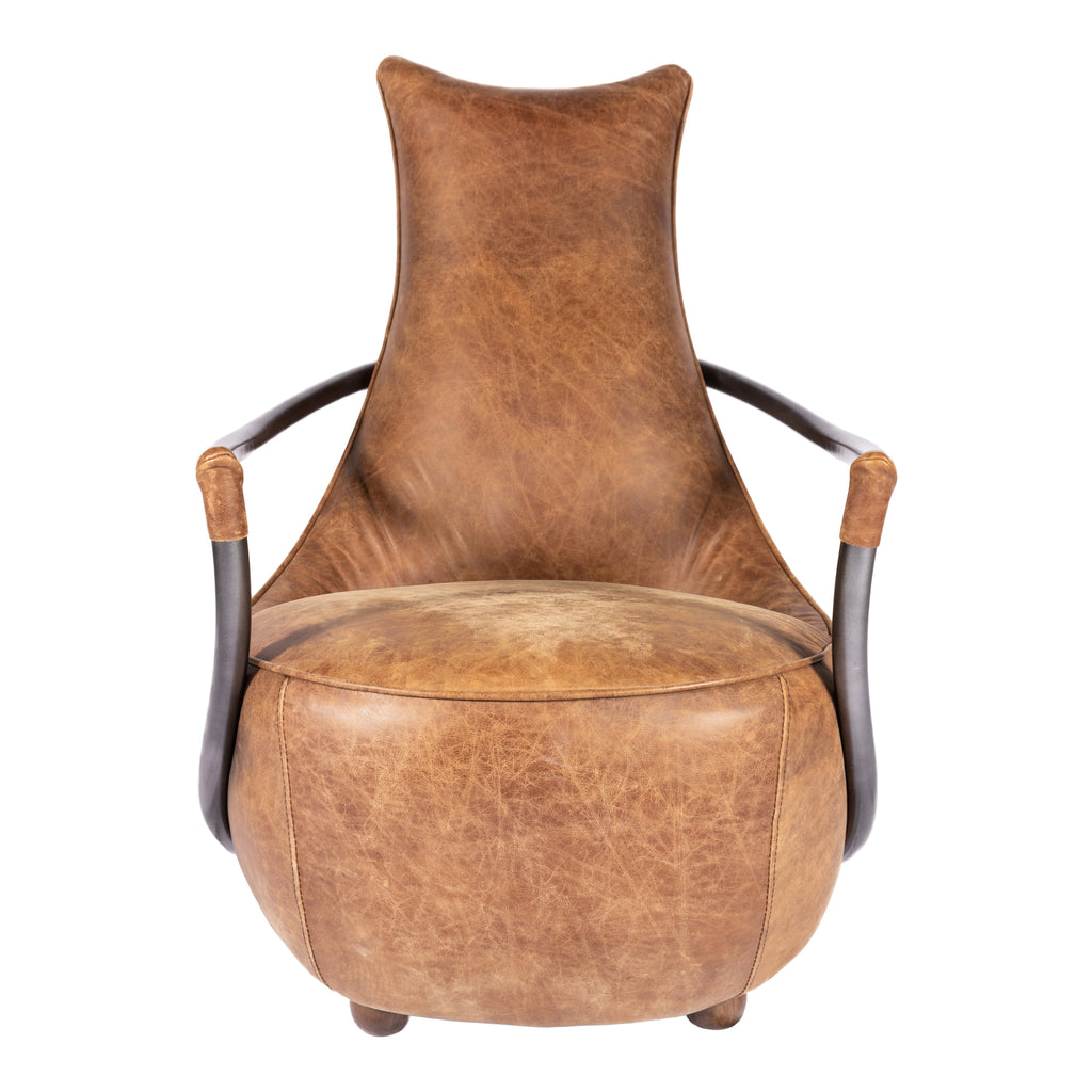 CARLISLE CLUB CHAIR GRAZED BROWN LEATHER