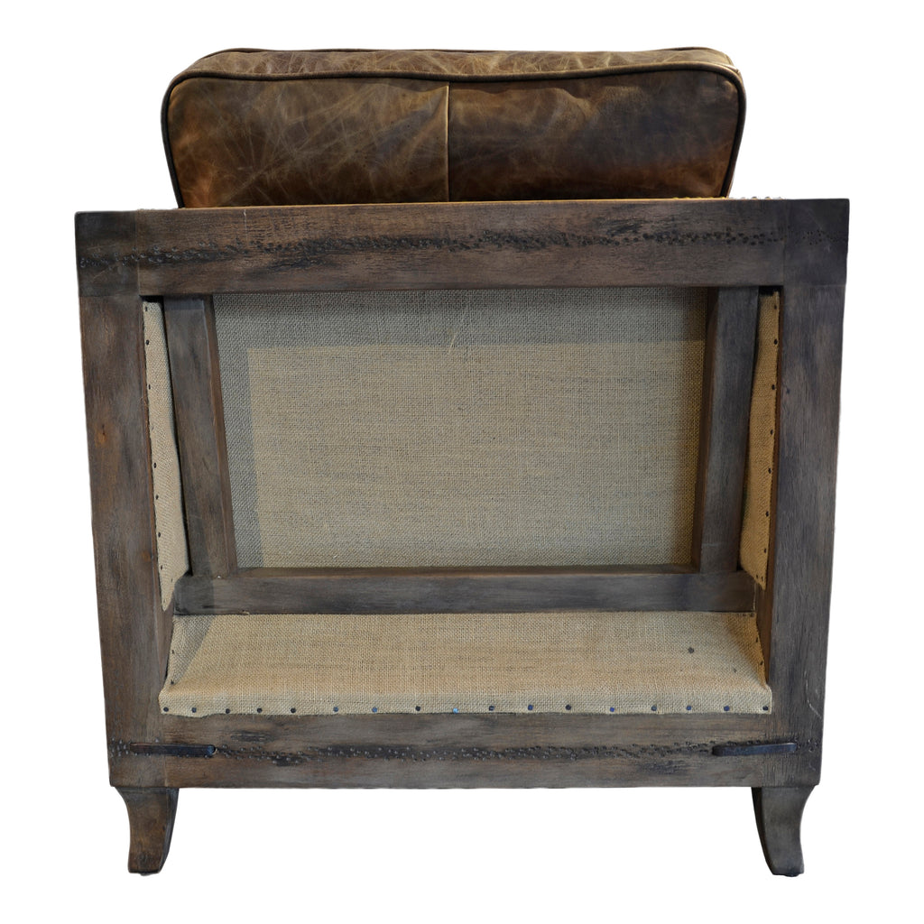 DARLINGTON CLUB CHAIR GRAZED BROWN LEATHER