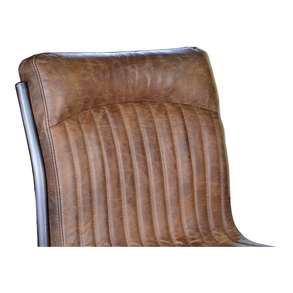 ANSEL DINING CHAIR GRAZED BROWN LEATHER-M2