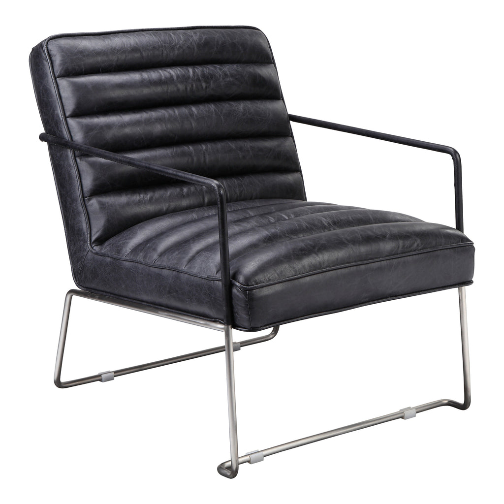 DESMOND CLUB CHAIR ONYX BLACK LEATHER