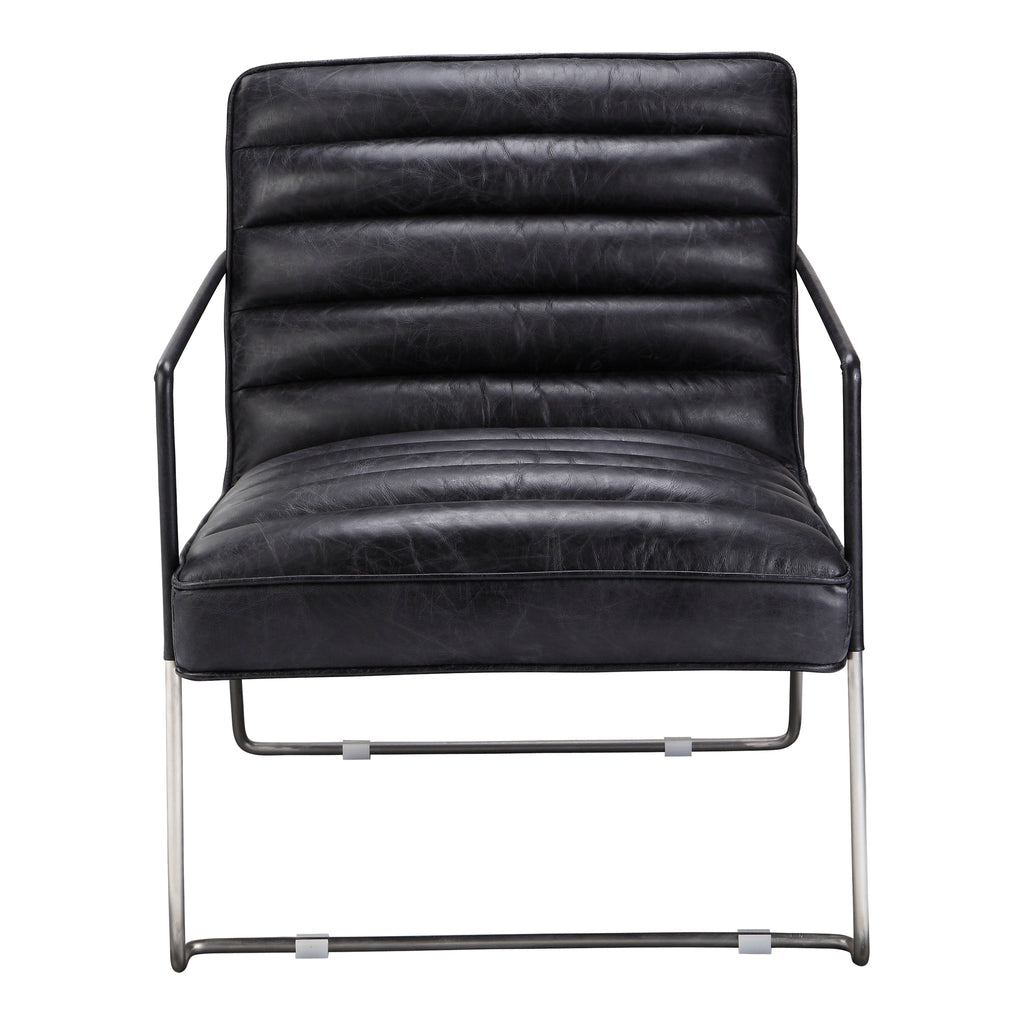 DESMOND CLUB CHAIR ONYX BLACK LEATHER