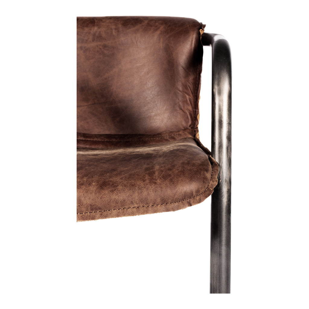 BENEDICT DINING CHAIR GRAZED BROWN LEATHER -M2