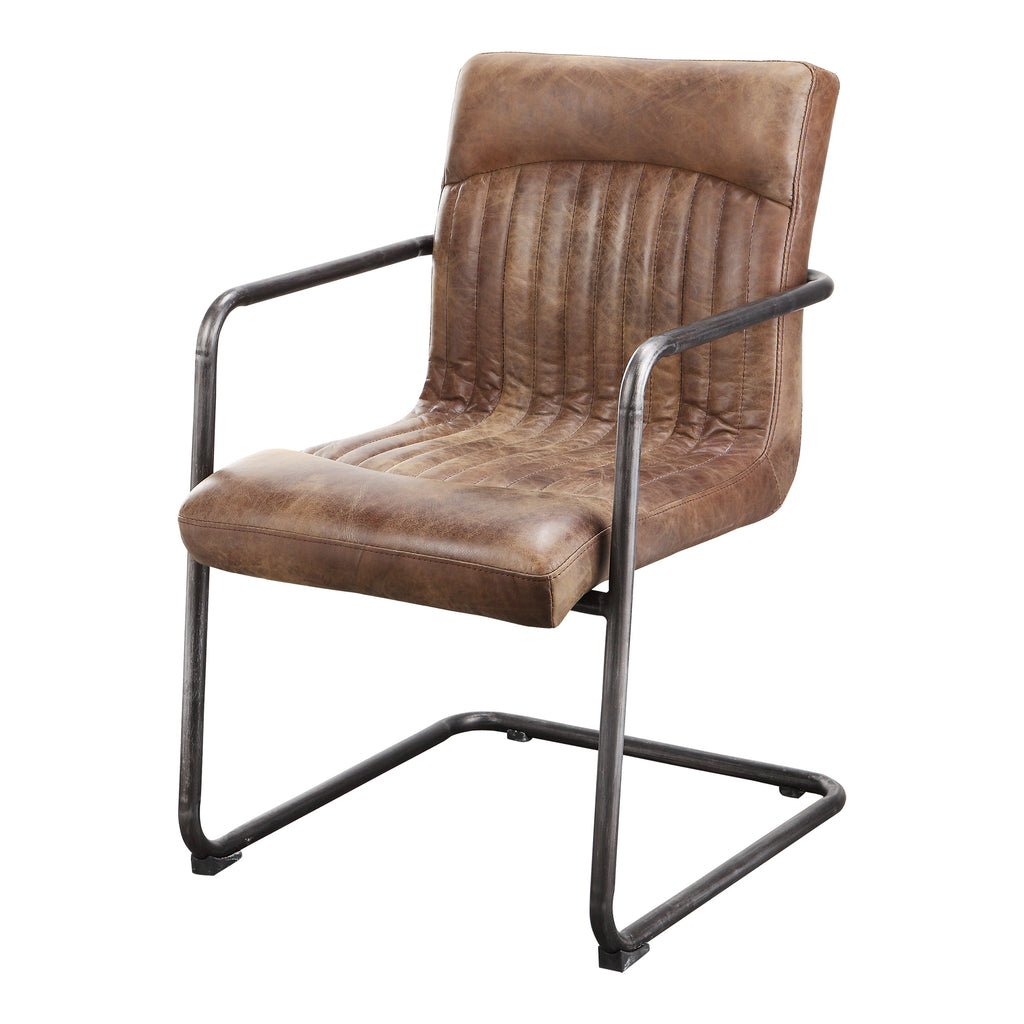 ANSEL ARM CHAIR GRAZED BROWN LEATHER-M2