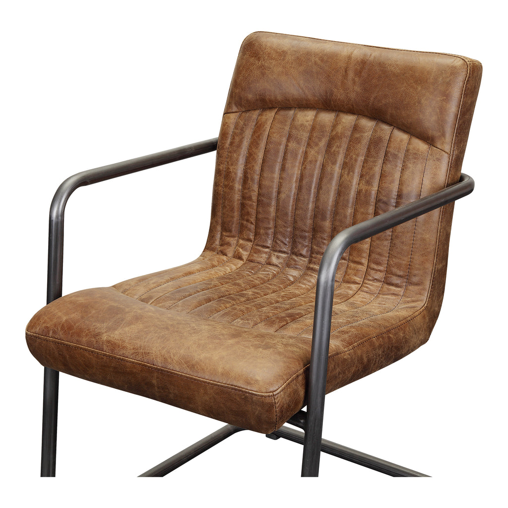 ANSEL ARM CHAIR GRAZED BROWN LEATHER-M2