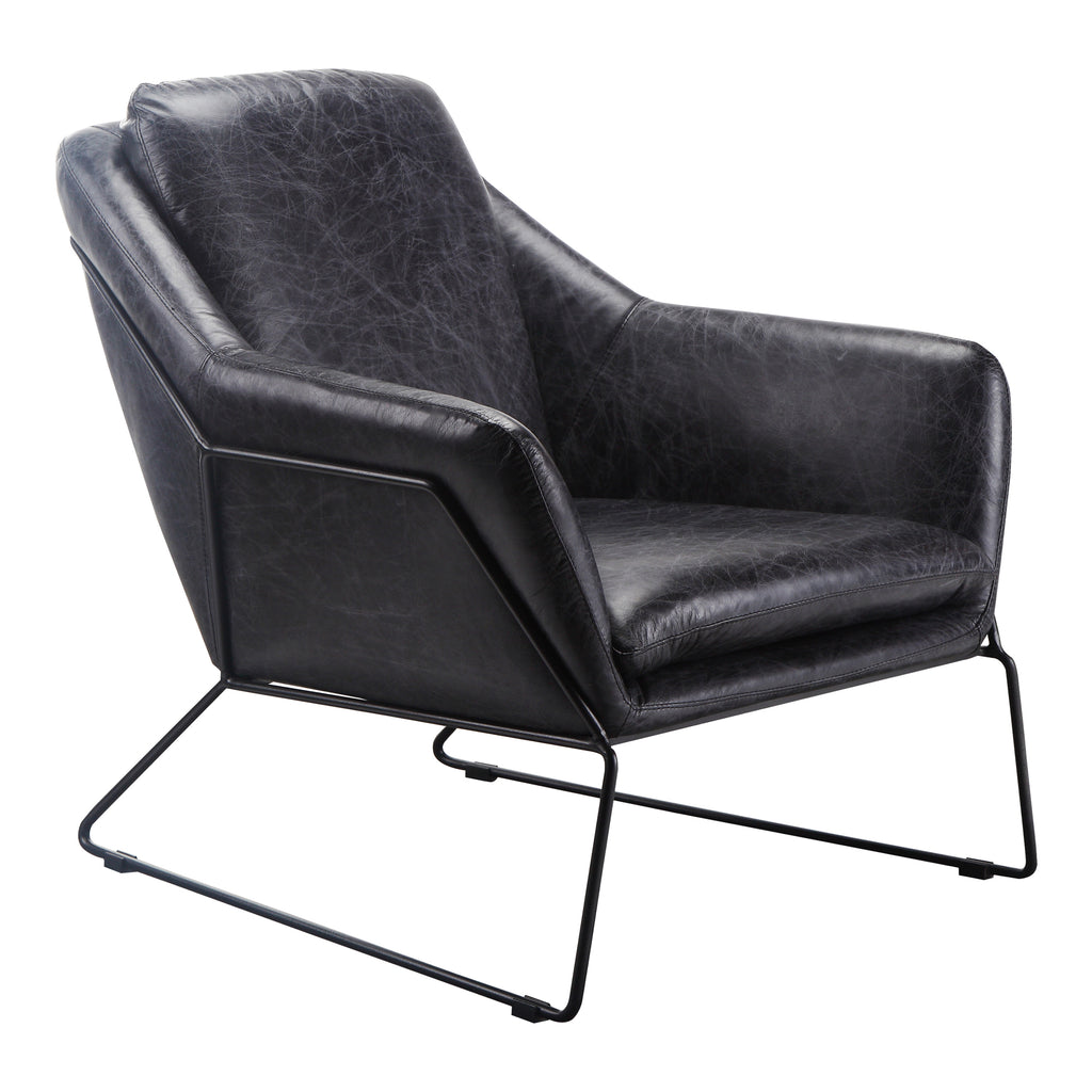 GREER CLUB CHAIR ONYX BLACK LEATHER