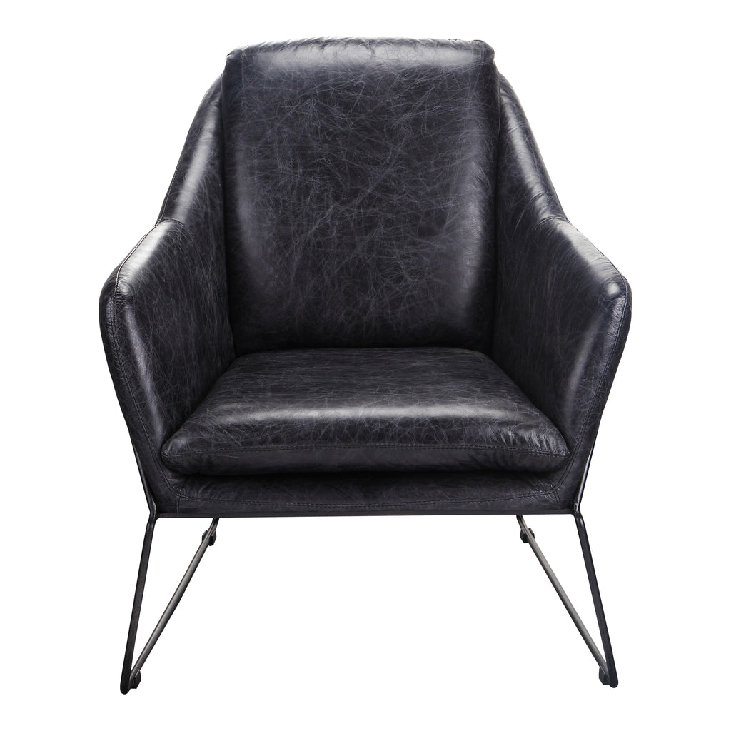 GREER CLUB CHAIR ONYX BLACK LEATHER