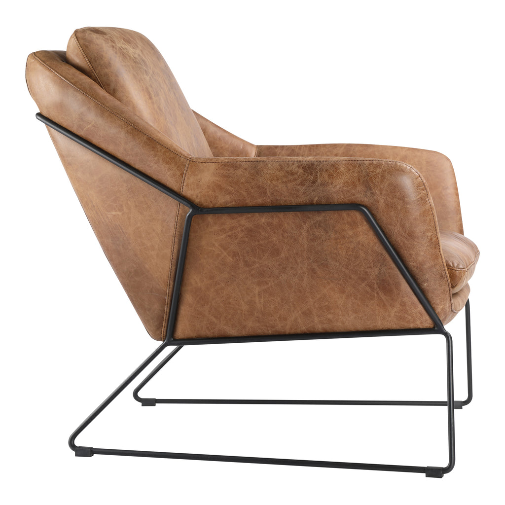 GREER CLUB CHAIR OPEN ROAD BROWN LEATHER