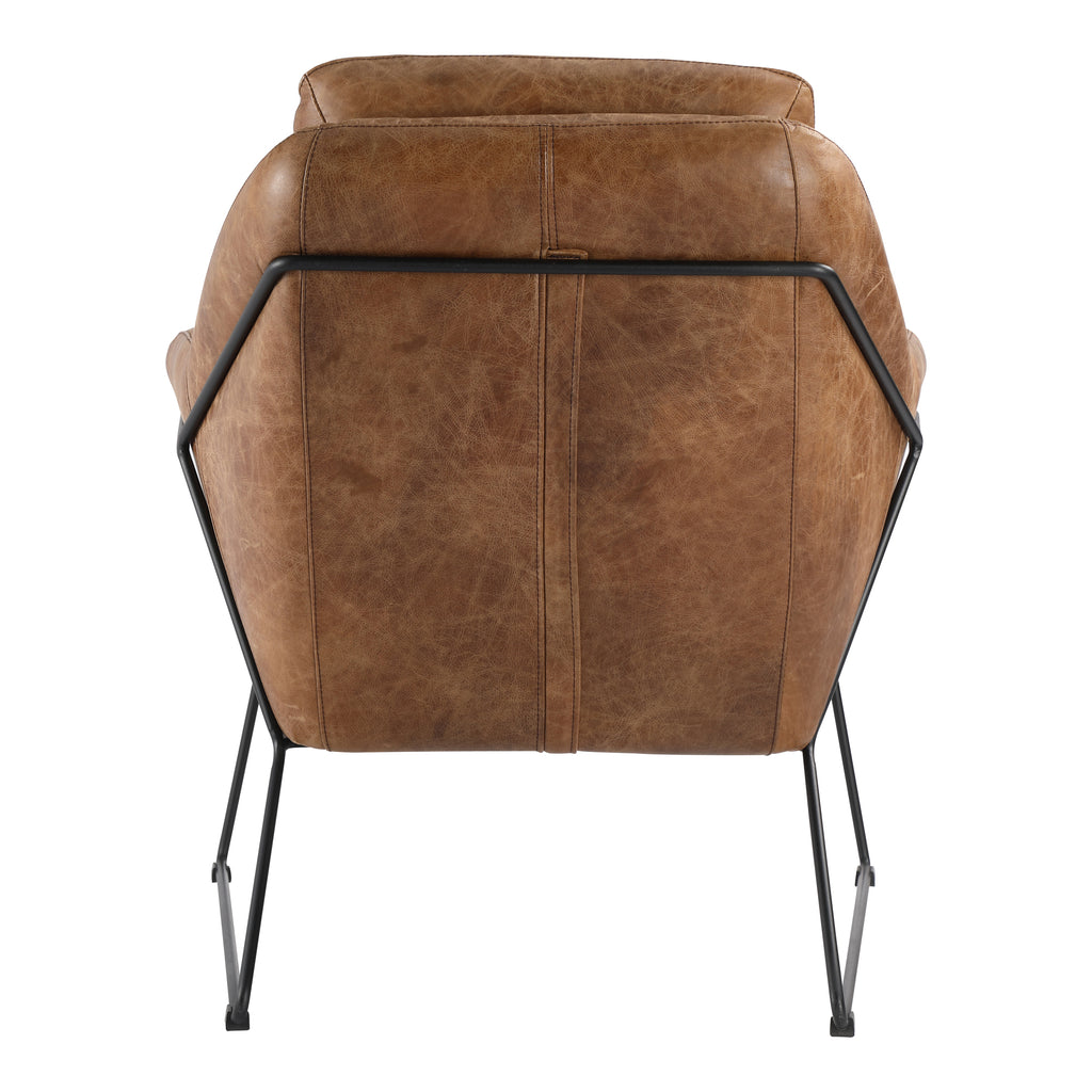 GREER CLUB CHAIR OPEN ROAD BROWN LEATHER