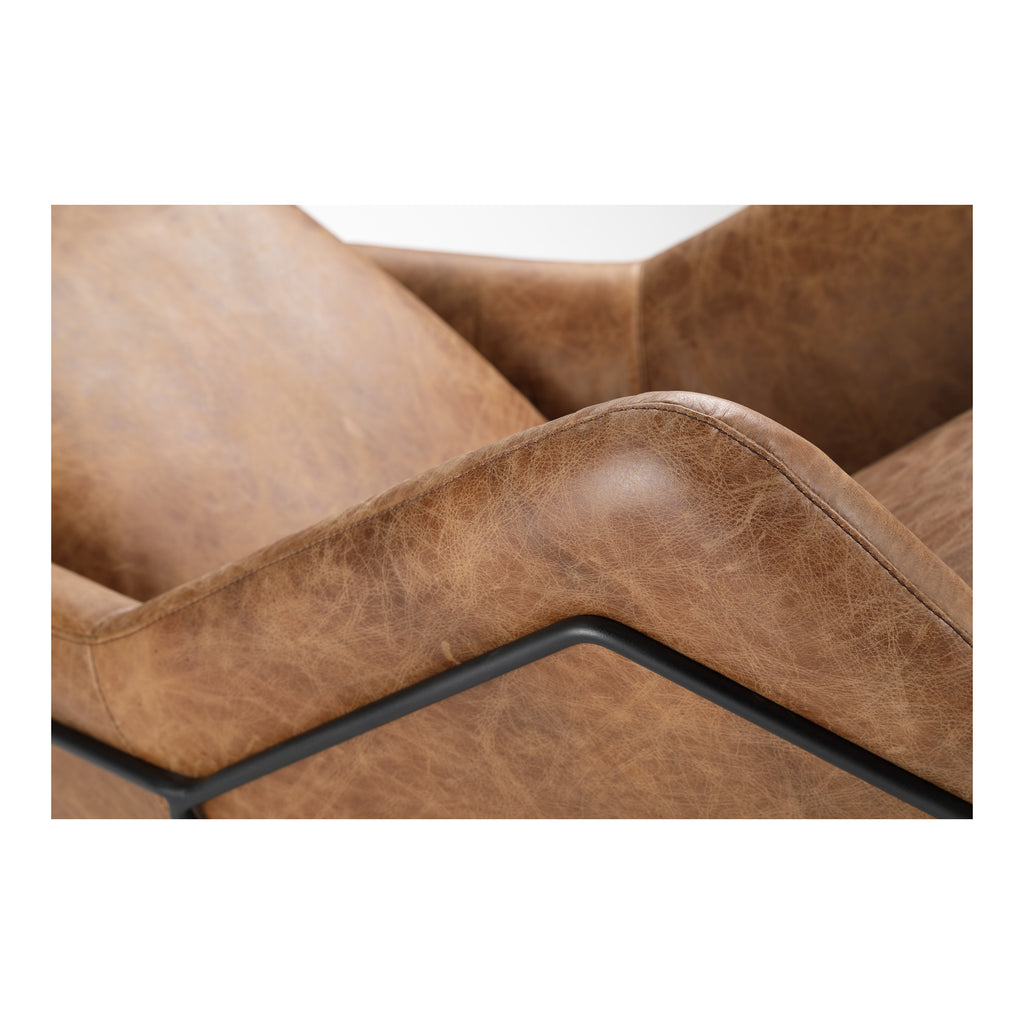 GREER CLUB CHAIR OPEN ROAD BROWN LEATHER