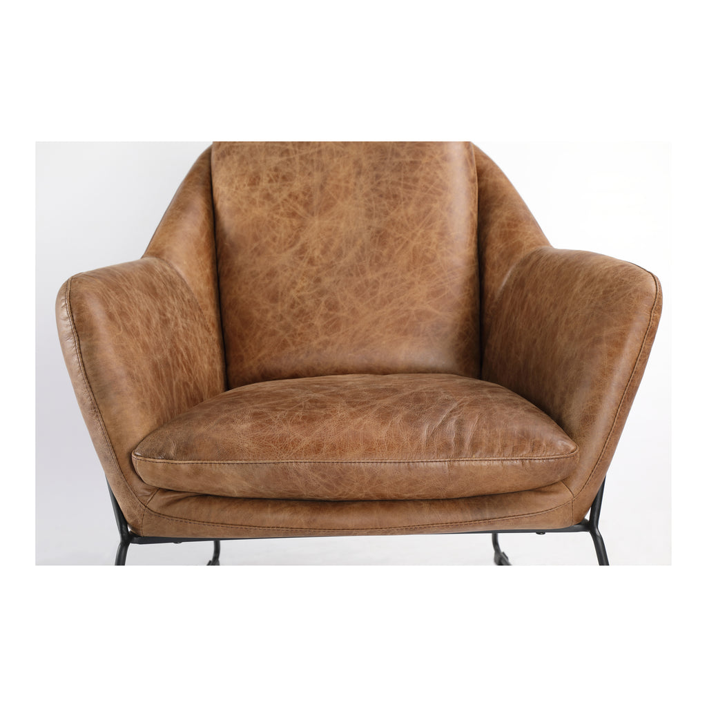 GREER CLUB CHAIR OPEN ROAD BROWN LEATHER