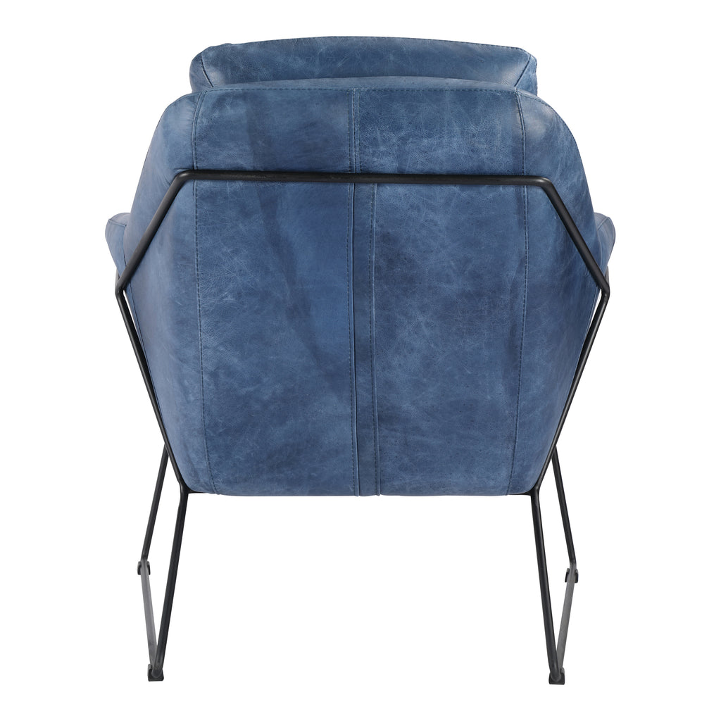 GREER CLUB CHAIR KAISO BLUE LEATHER