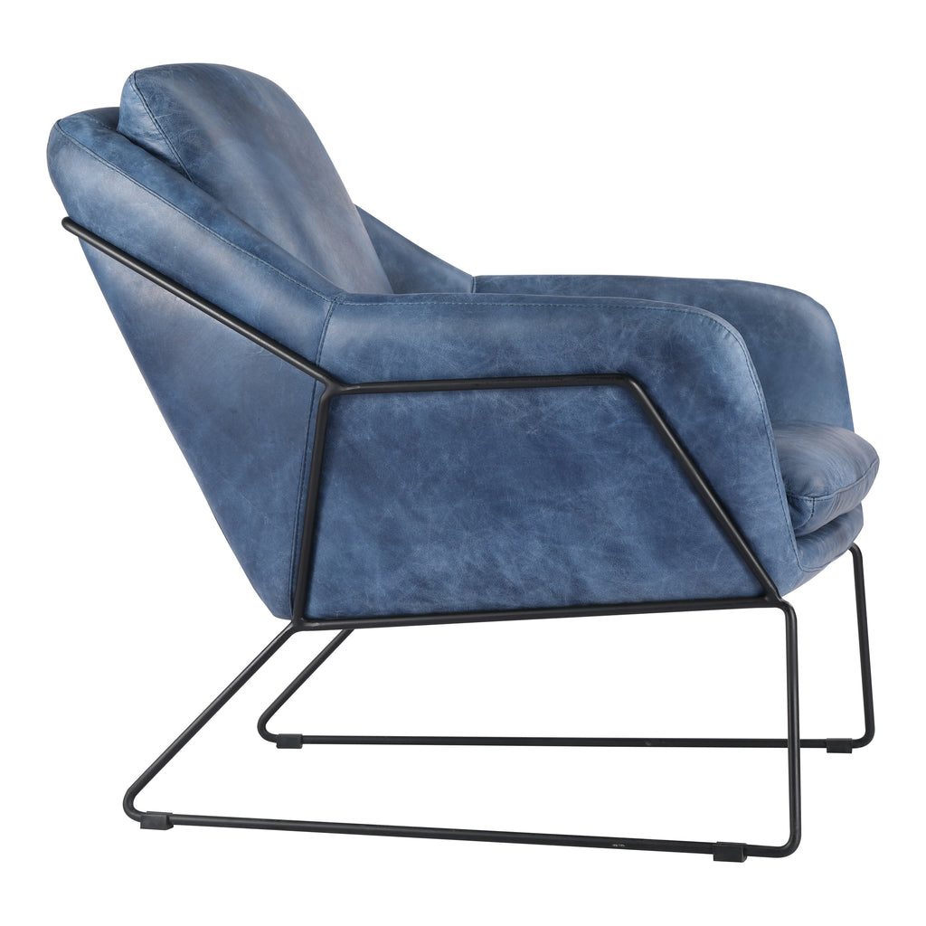 GREER CLUB CHAIR KAISO BLUE LEATHER