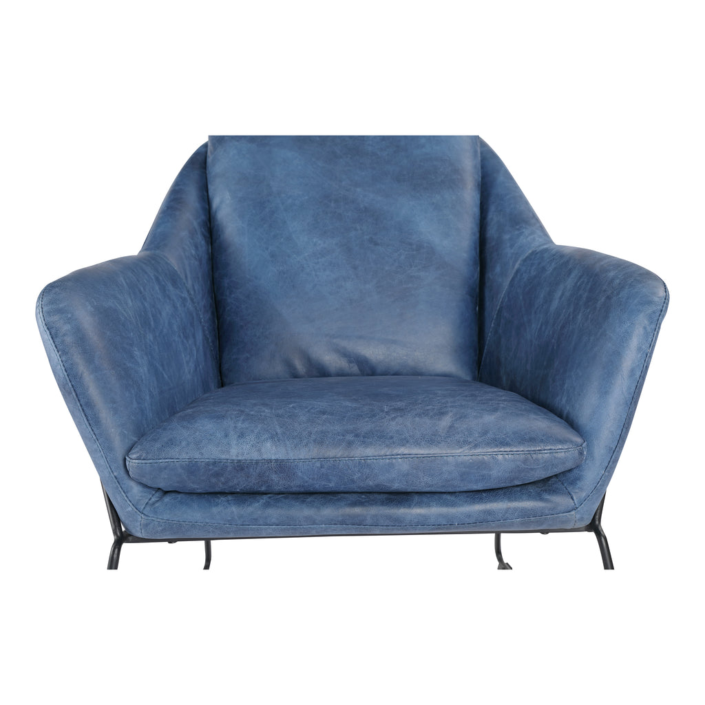 GREER CLUB CHAIR KAISO BLUE LEATHER