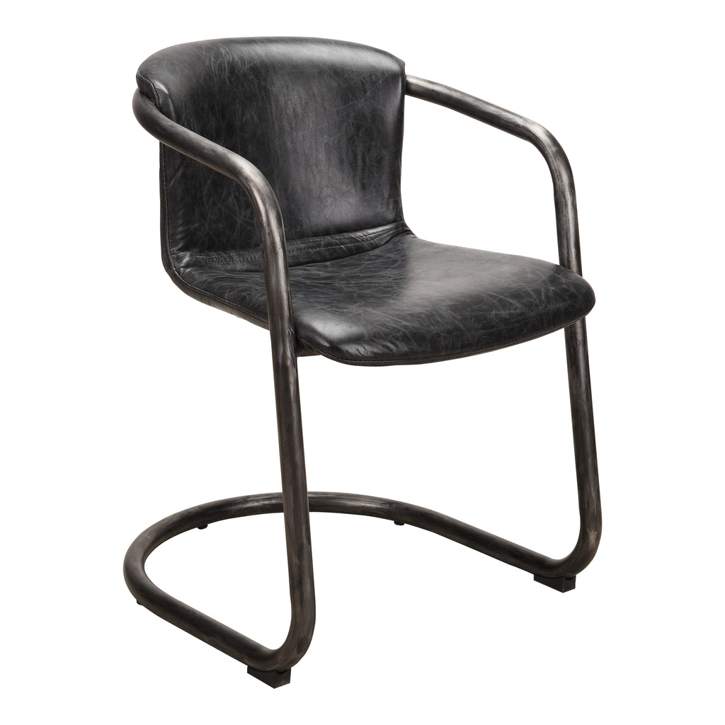 FREEMAN DINING CHAIR ONYX BLACK LEATHER -M2