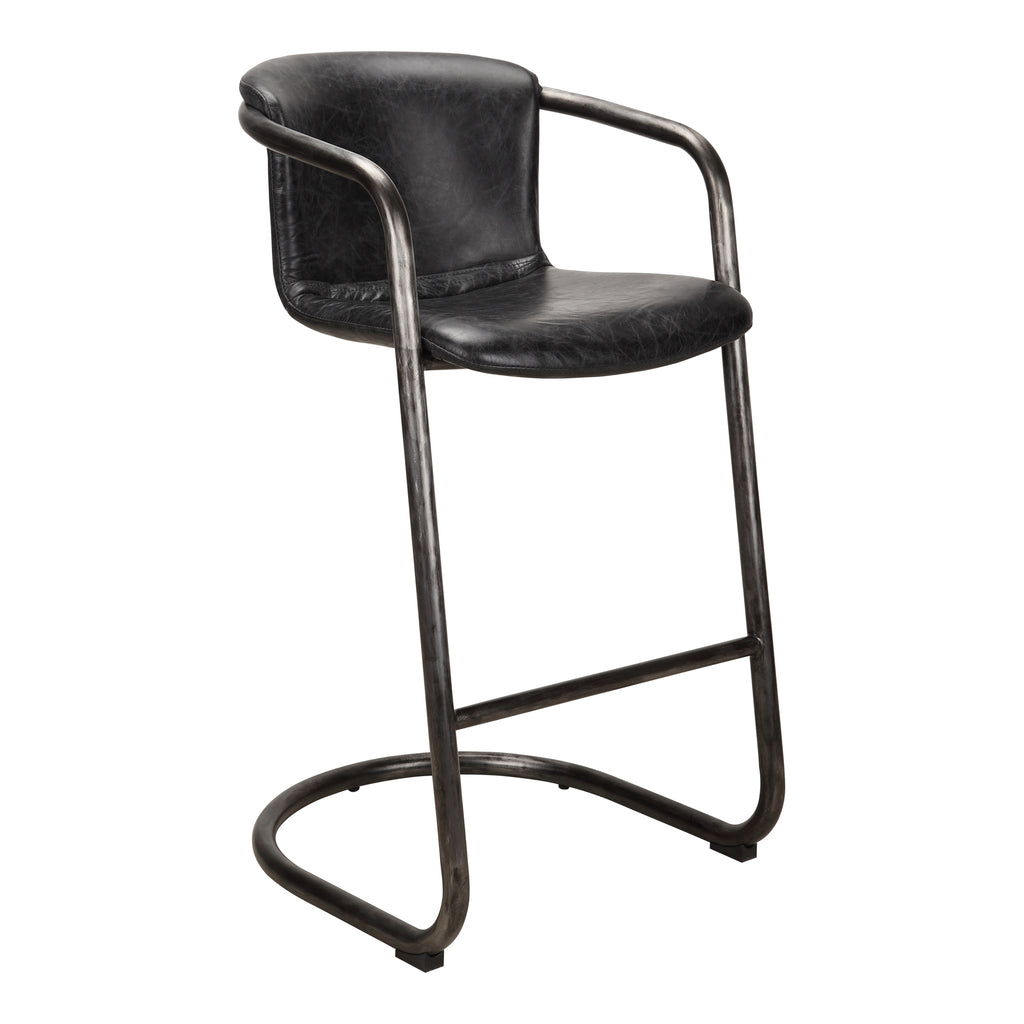 FREEMAN BARSTOOL ONYX BLACK LEATHER -M2