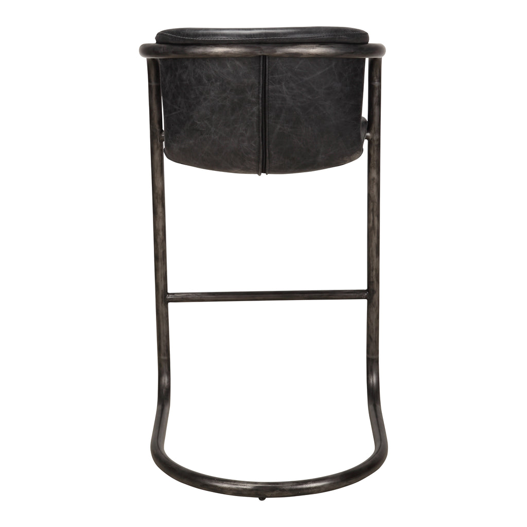 FREEMAN BARSTOOL ONYX BLACK LEATHER -M2