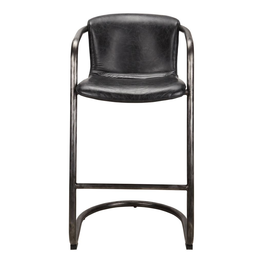 FREEMAN BARSTOOL ONYX BLACK LEATHER -M2