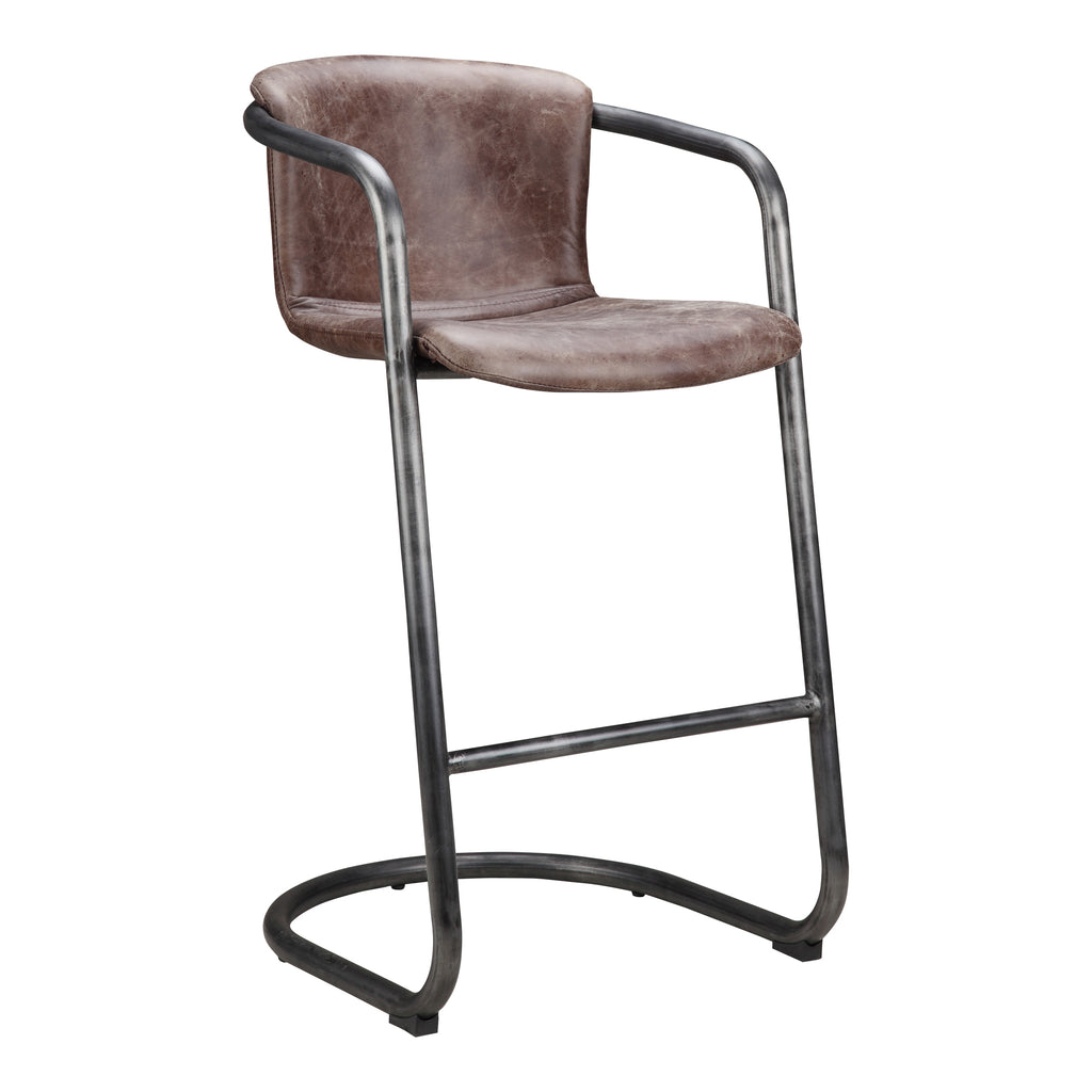 FREEMAN BARSTOOL GRAZED BROWN LEATHER-M2