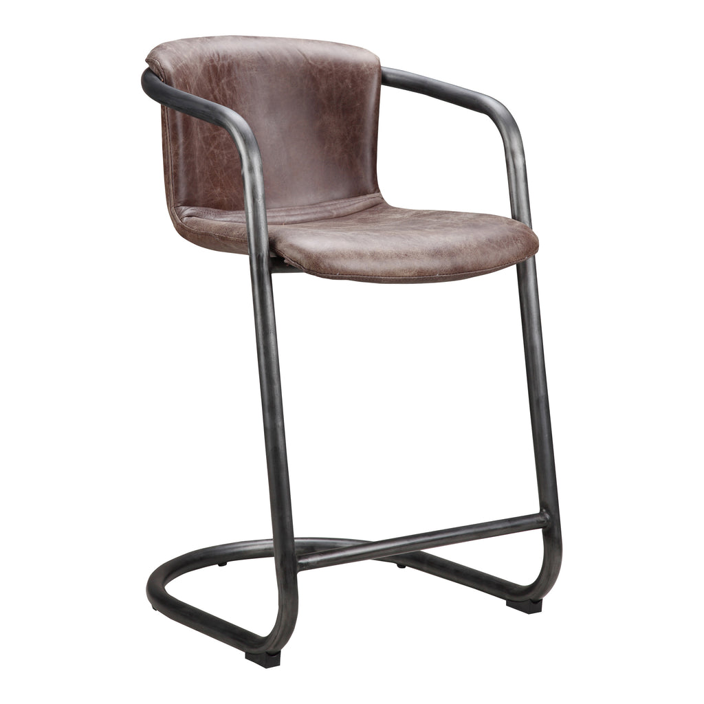 FREEMAN COUNTER STOOL GRAZED BROWN LEATHER-M2