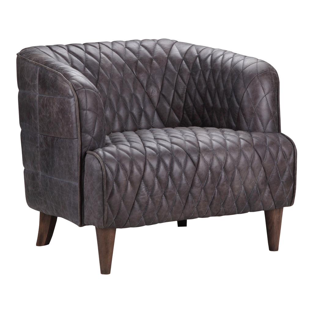 MAGDELAN TUFTED LEATHER ARM CHAIR NIMBUS BLACK LEATHER