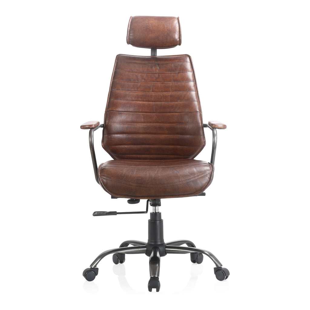 EXECUTIVE OFFICE CHAIR DARK BROWN LEATHER