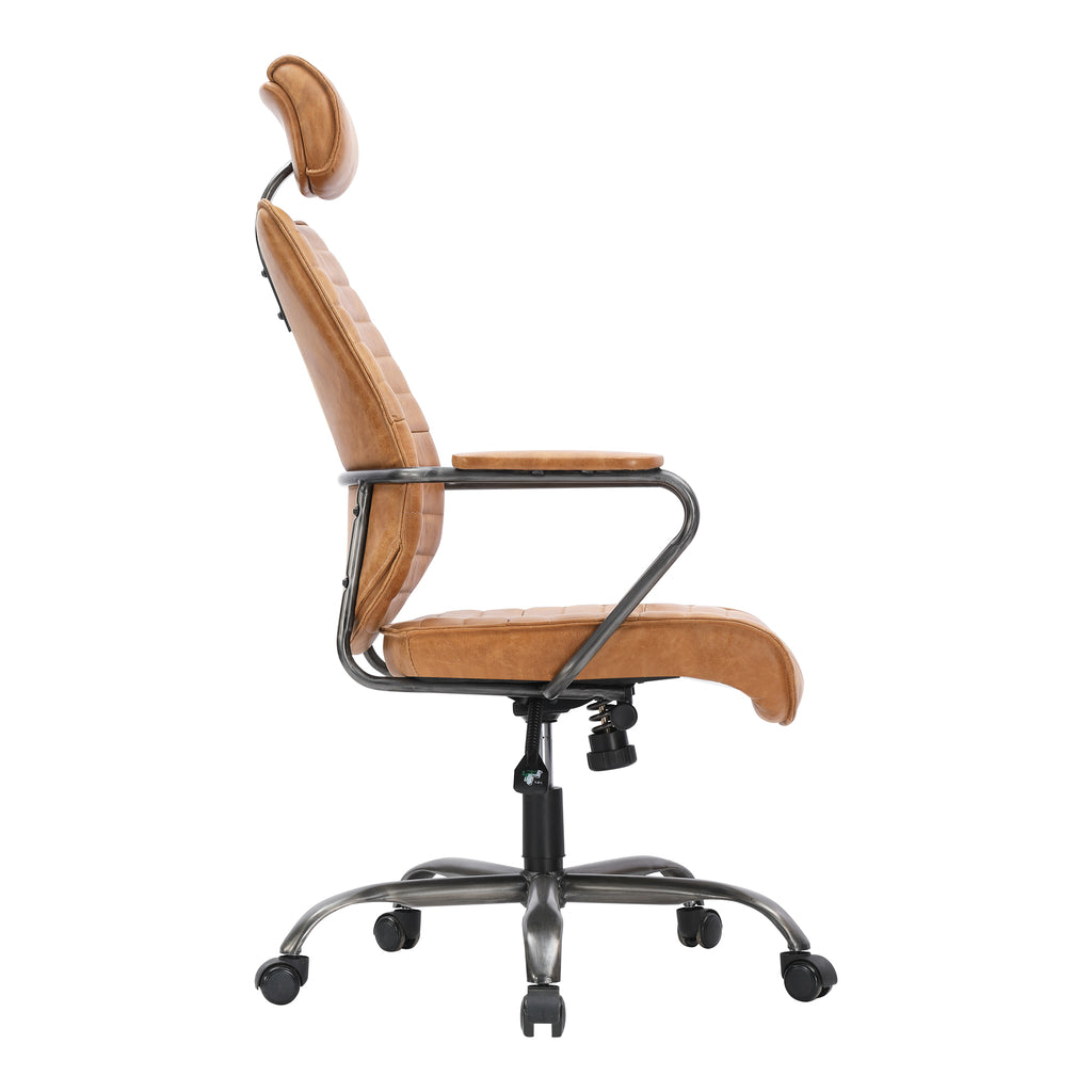 EXECUTIVE SWIVEL OFFICE CHAIR CIGARE TAN LEATHER