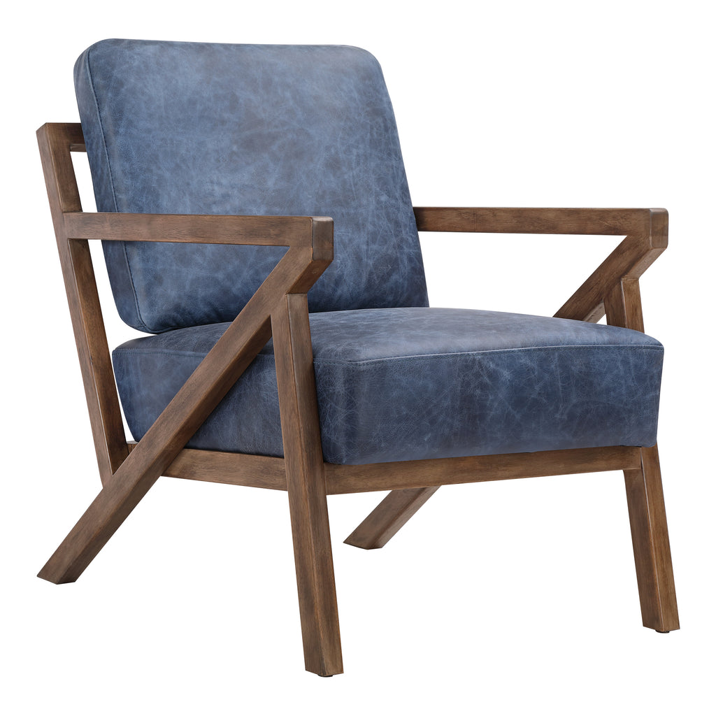 DREXEL ARM CHAIR KAISO BLUE LEATHER