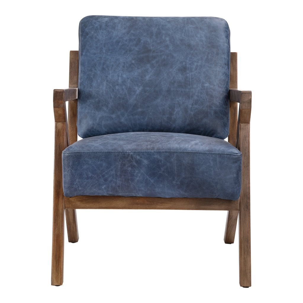 DREXEL ARM CHAIR KAISO BLUE LEATHER