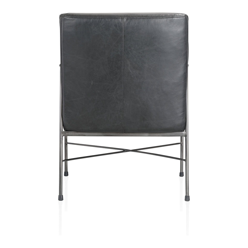 DAGWOOD LEATHER ARM CHAIR ONYX BLACK LEATHER