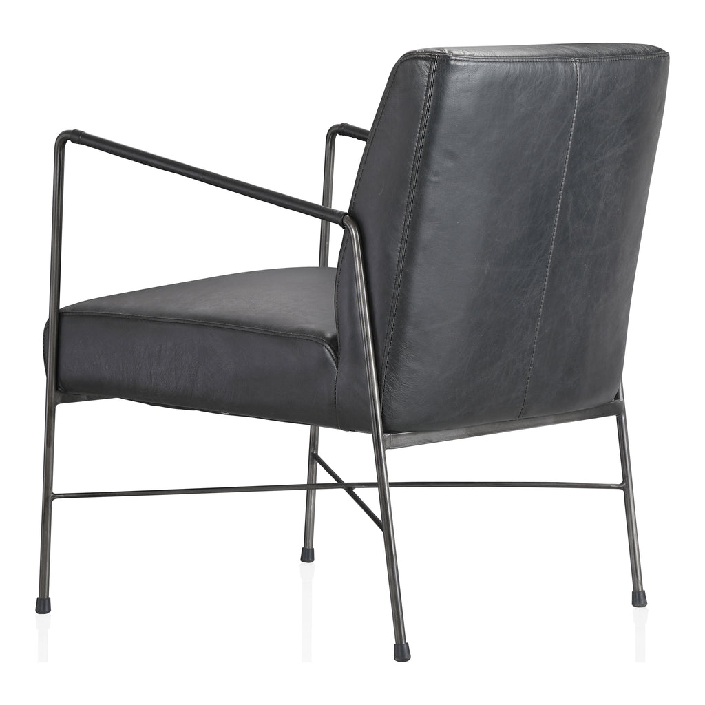 DAGWOOD LEATHER ARM CHAIR ONYX BLACK LEATHER