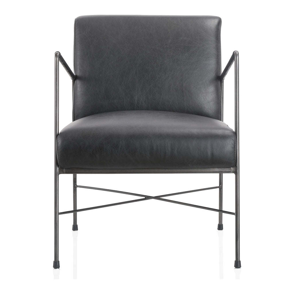 DAGWOOD LEATHER ARM CHAIR ONYX BLACK LEATHER