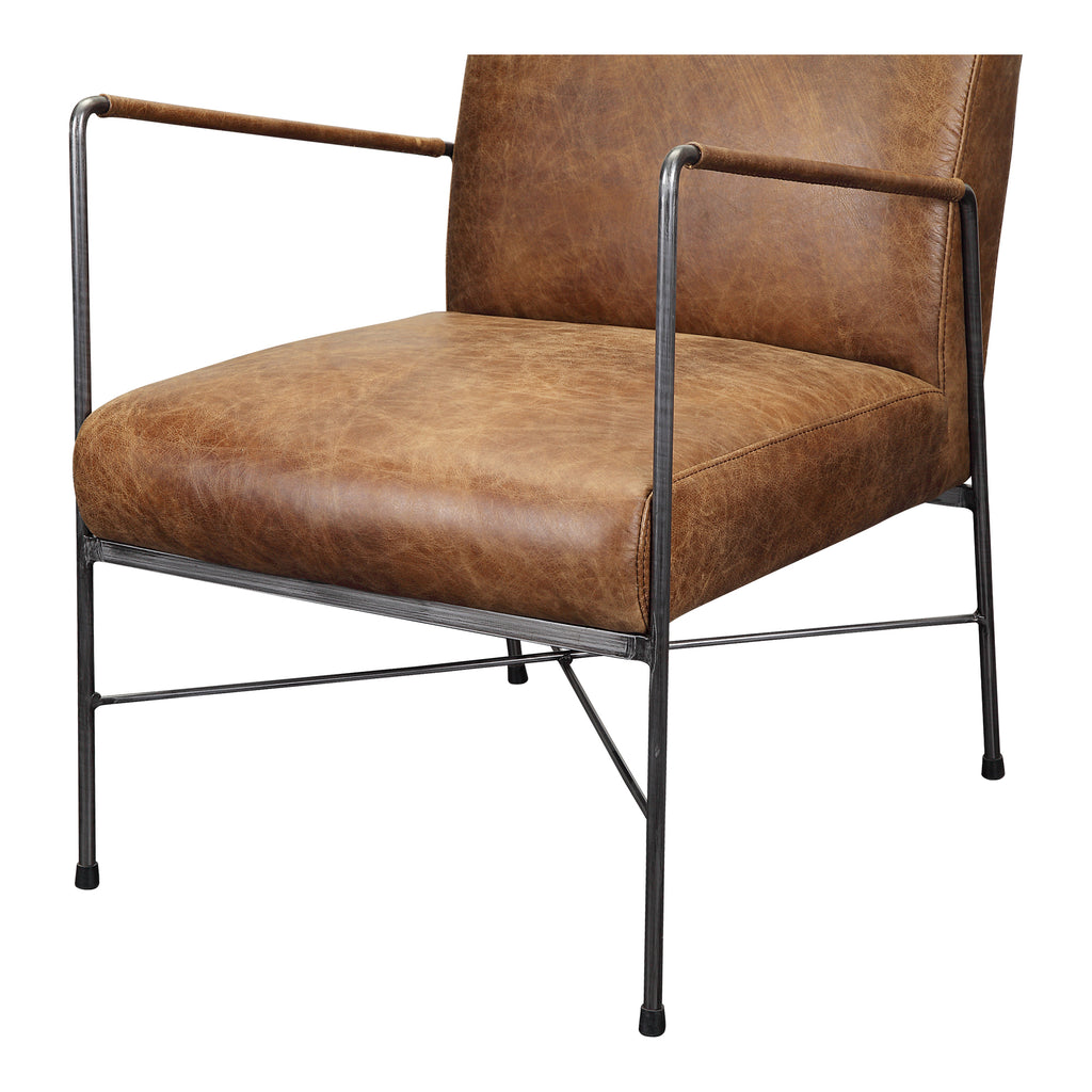 DAGWOOD LEATHER ARM CHAIR OPEN ROAD BROWN LEATHER