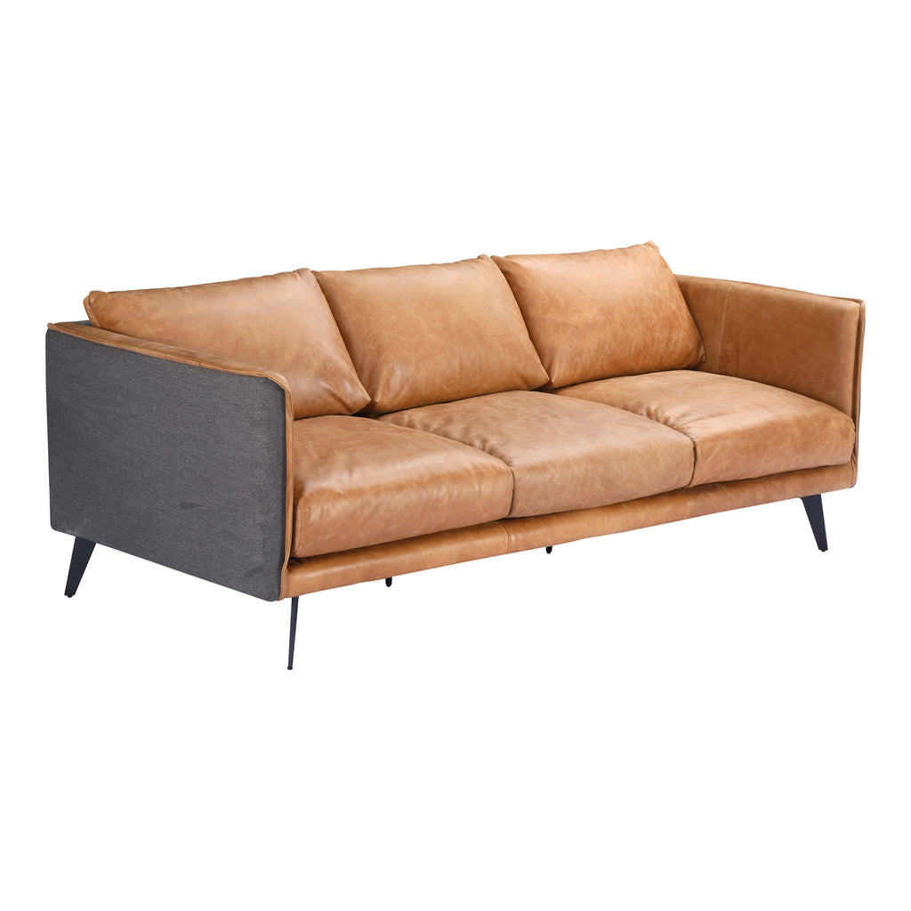 MESSINA LEATHER SOFA CIGARE TAN LEATHER