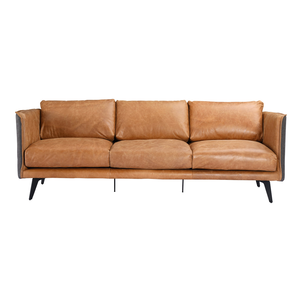 MESSINA LEATHER SOFA CIGARE TAN LEATHER