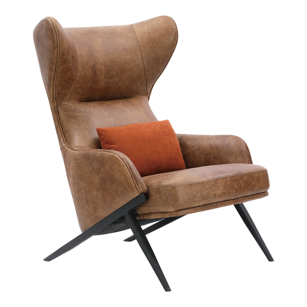 AMOS LEATHER ACCENT CHAIR OPEN ROAD BROWN LEATHER