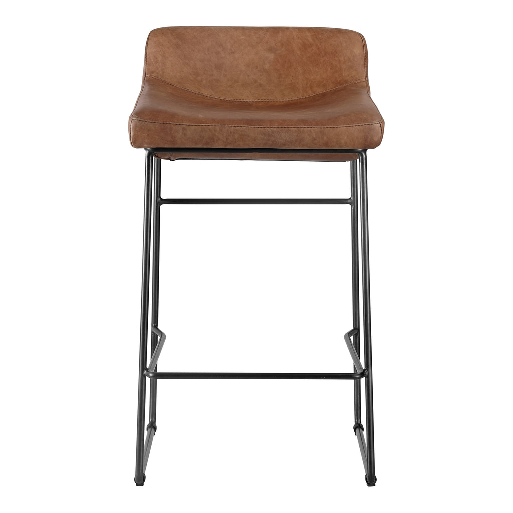 STARLET COUNTER STOOL OPEN ROAD BROWN LEATHER-M2