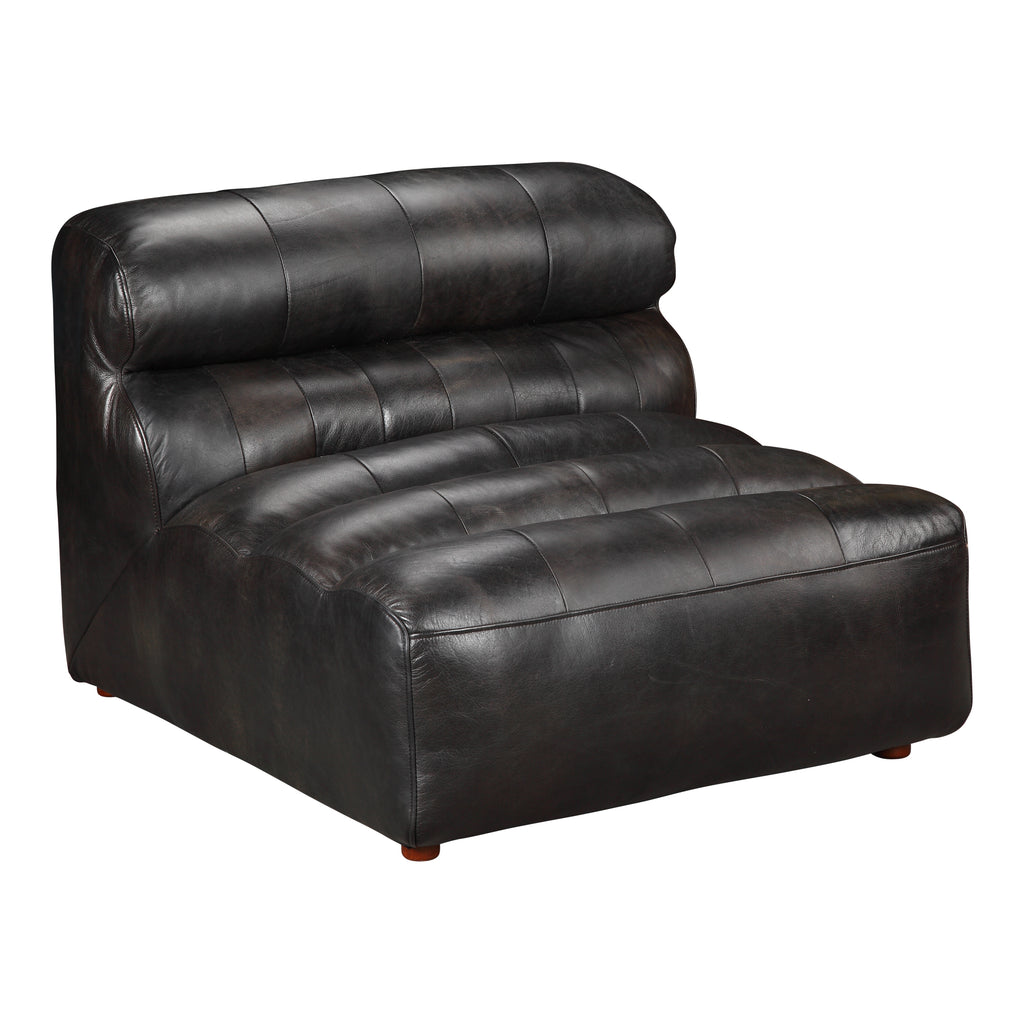 RAMSAY LEATHER SLIPPER CHAIR ANTIQUE BLACK