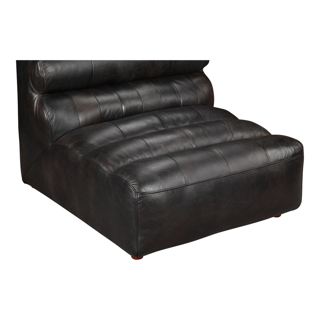 RAMSAY LEATHER SLIPPER CHAIR ANTIQUE BLACK