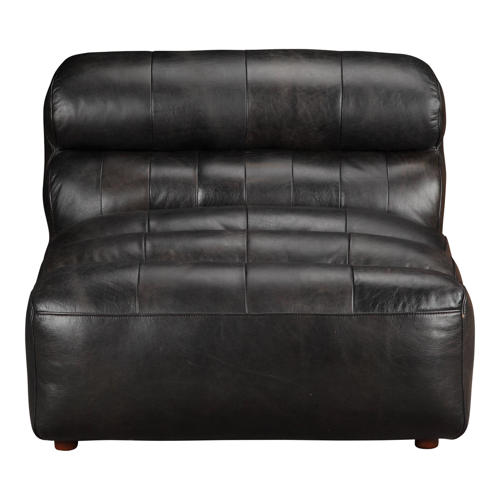 RAMSAY LEATHER SLIPPER CHAIR ANTIQUE BLACK