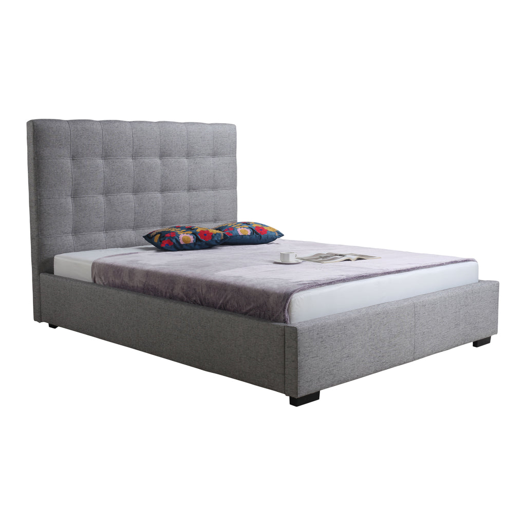 BELLE STORAGE BED QUEEN LIGHT GREY FABRIC