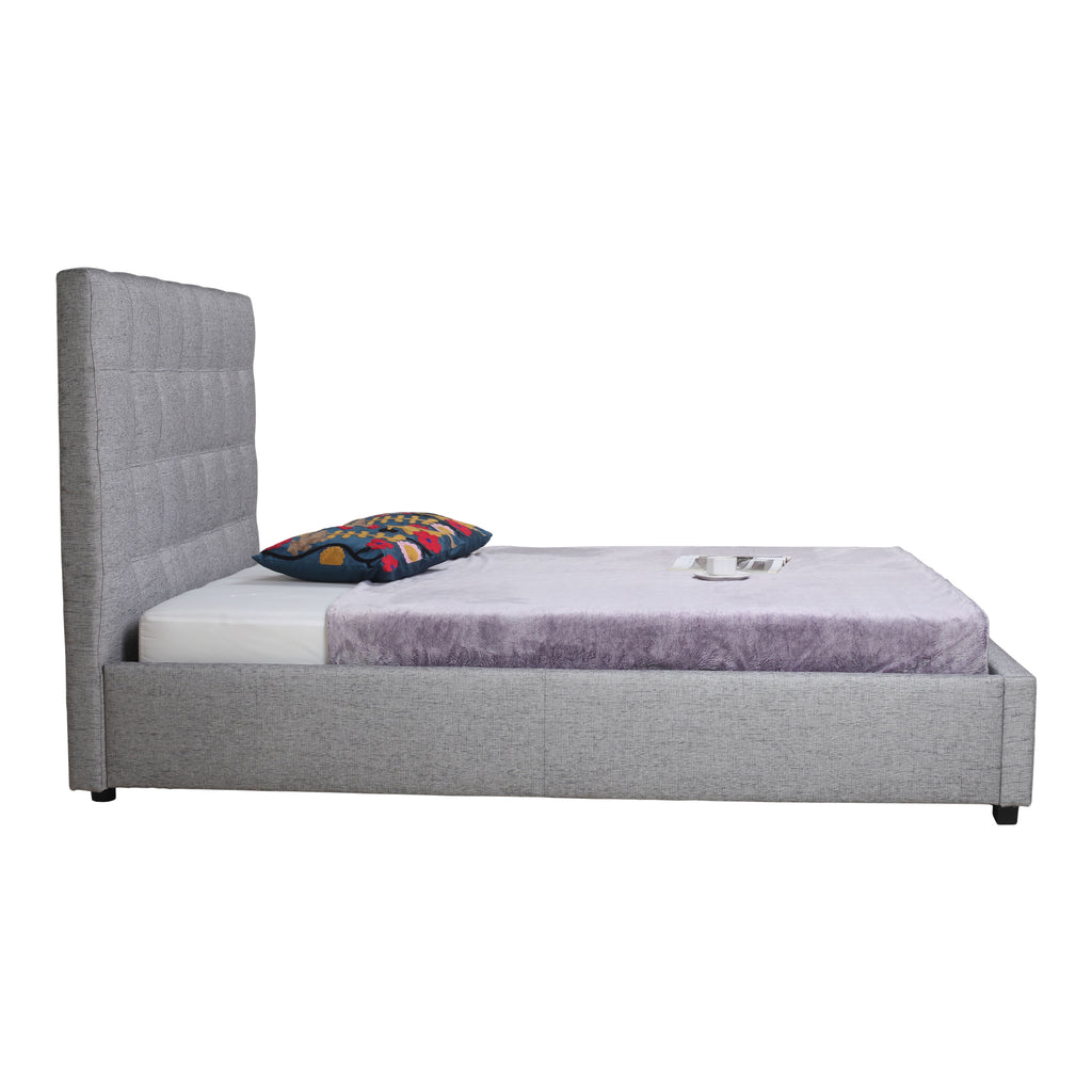 BELLE STORAGE BED QUEEN LIGHT GREY FABRIC