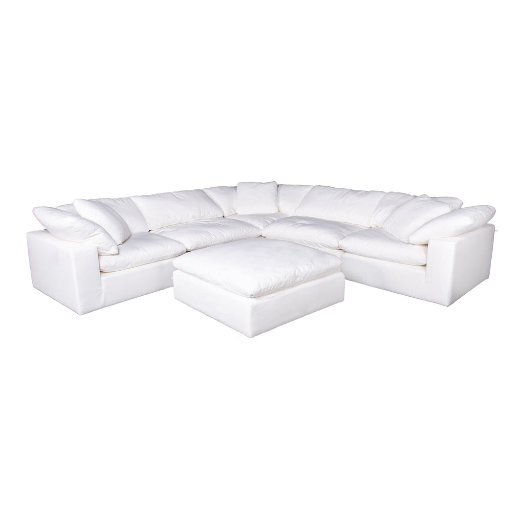 CLAY OTTOMAN PERFORMANCE FABRIC WHITE