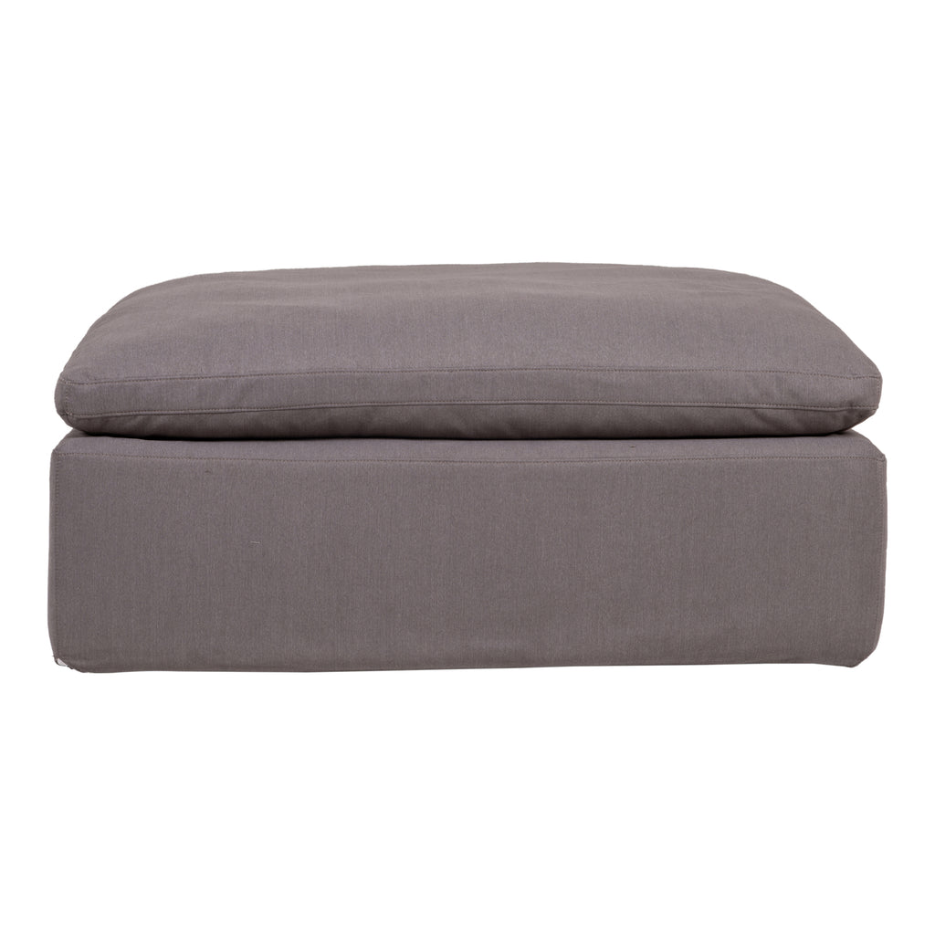 CLAY OTTOMAN PERFORMANCE FABRIC LIGHT GREY